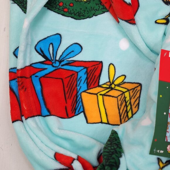 Dr Seuss The Grinch Plush Throw Blanket 50" x 60" Green Holiday Christmas - Picture 4 of 11